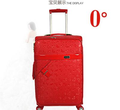 大紅色婚慶皮箱嫁妝箱萬向輪拉桿箱pu行李箱結(jié)婚箱子20寸